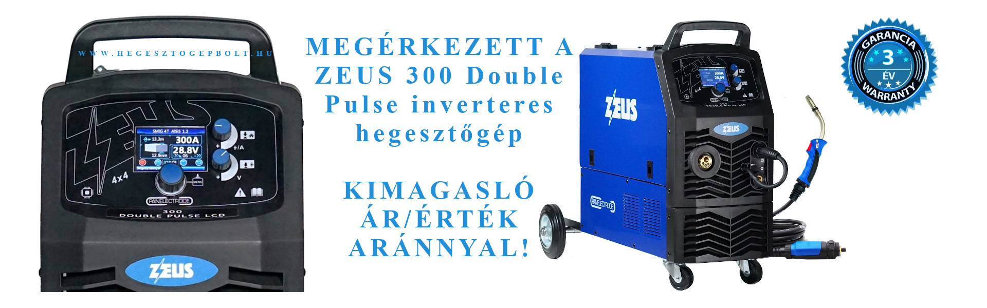 Panelectrode ZEUS 300 Double Pulse impulzus inverteres hegesztőgép hegesztő inverter