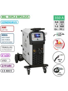   MASTROWELD MIG-350 GDL SZINERGIKUS VEZÉRLÉSŰ DUPLA IMPULZUS FOGYÓELEKTRÓDÁS ÍVHEGESZTŐ