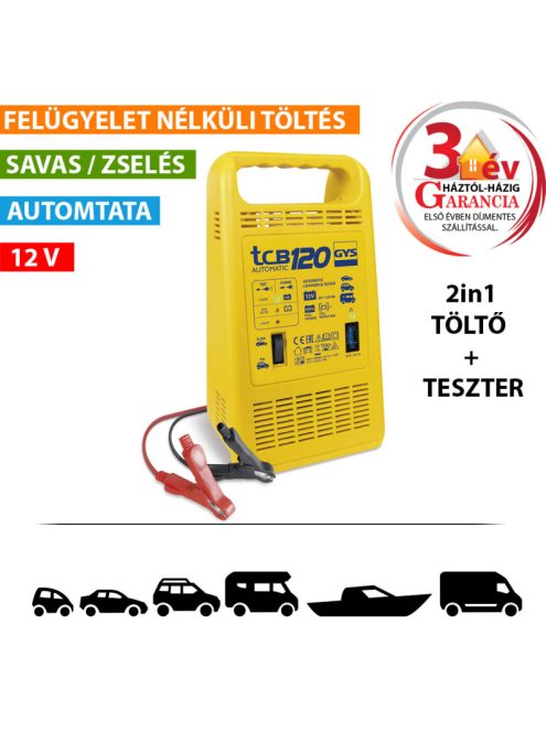 GYS TCB 120 automata akkumulátortöltő akku töltő akkumulátor töltés