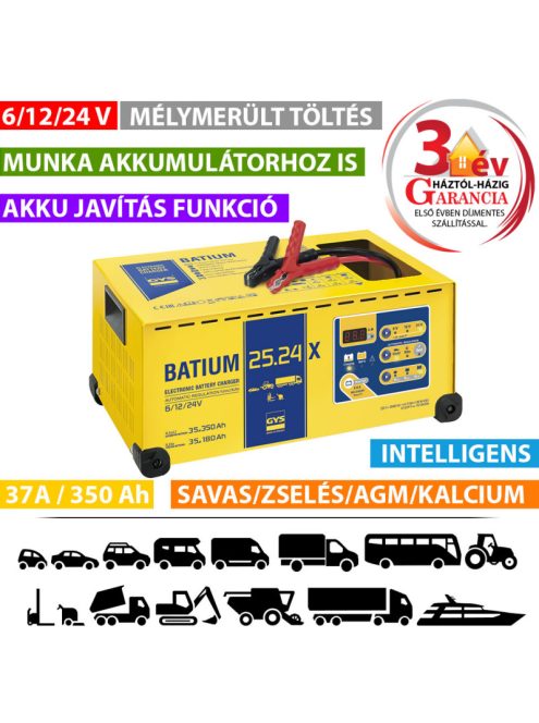 GYS BATIUM 25/24 X automata akkumulátor töltő akkutöltő akkumulátor töltés