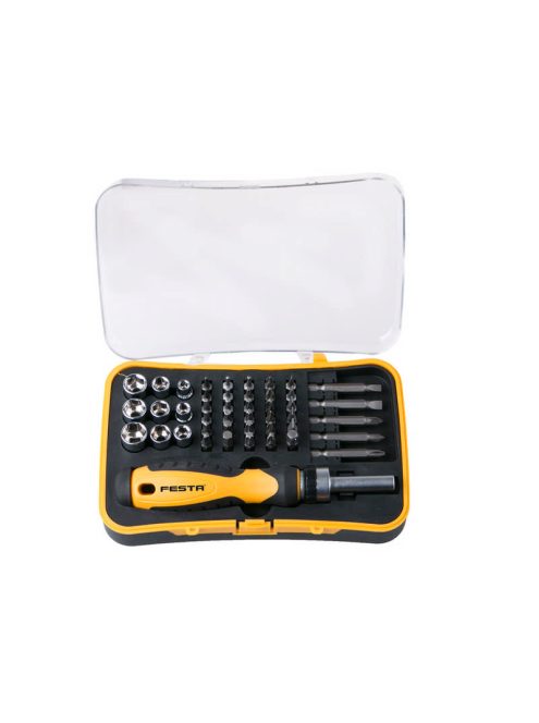 Lev Festa bit csavarhúzó készlet 45 részes, FL, PH, PZ, H, T, SQ, 1/4˝ mágneses, CrV