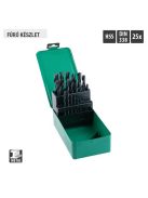 Lev fúrószár, fémcsigafúró készlet DIN 338 HSS 1,00- 13,00mm, 25 részes, hengerelt, fém