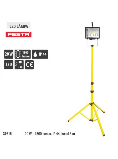 Lev Festa Led munkalámpa, állvánnyal 20W- 1300 lumen, IP 65, kábel 3m