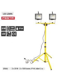   Lev Festa Led munkalámpa, állvánnyal 2x20W- 1300 lumen, IP 65, kábel 3m