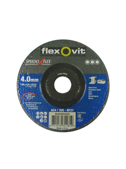 Flexovit Speedoflex tisztítókorong 125x4,0x22,2mm, BF27, fém-inox
