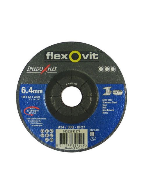 Flexovit Speedoflex tisztítókorong 125x6,4x22,2mm, BF27, fém-inox