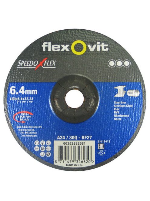 Flexovit Speedoflex tisztítókorong 180x6,4x22,2mm, BF27, fém-inox