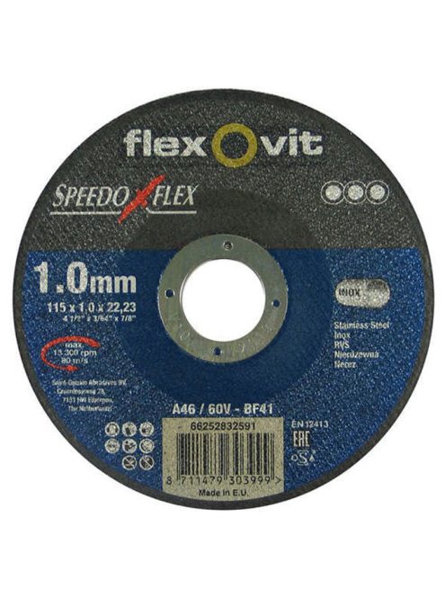 Flexovit Speedoflex vágókorong 115x1,0x22,2mm, BF41, fém-inox