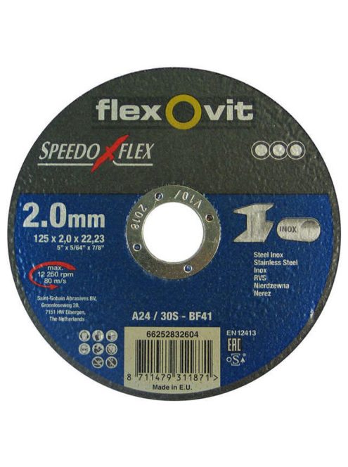 Flexovit Speedoflex vágókorong 125x2,0x22,2mm, BF41, fém-inox