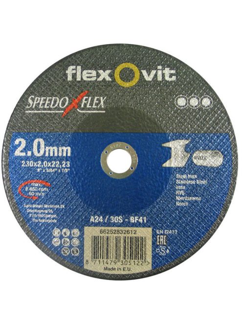 Flexovit Speedoflex vágókorong 230x2,0x22,2mm, BF41, fém-inox