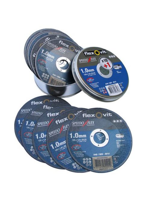 Flexovit Speedoflex vágókorong 125x1,0x22,2mm, BF41, fém-inox, 10+1db/fém doboz