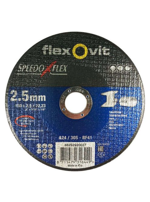 Flexovit Speedoflex vágókorong 150x2,5x22,2mm, BF41, fém-inox