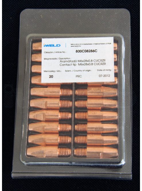 Iweld Áramátadó M6x28x0,8 CuCrZr hegesztéstechnika 800C08286C hegesztés áramvezető