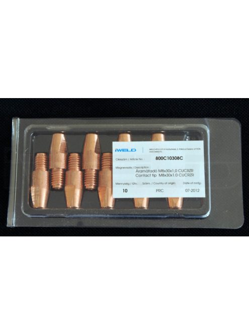 Iweld Áramátadó M8x30x1,0 CuCrZr hegesztéstechnika 800C10308C hegesztés áramvezető