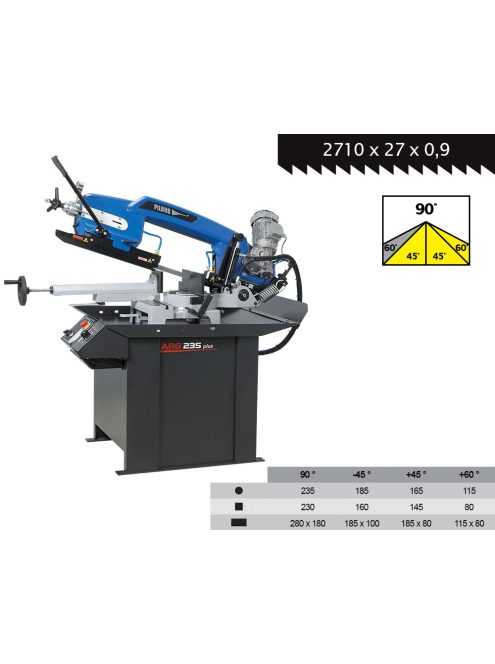 PILOUS ARG 235 PLUS gravitációs-hidraulikus szalagfűrészgép, vágási kapacítás 235mm