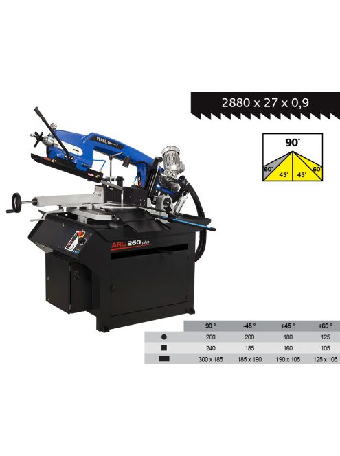 PILOUS ARG 260 PLUS-E gravitációs-hidraulikus szalagfűrészgép