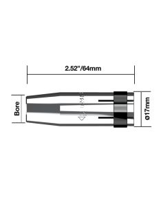 Parweld egyenes gázterelő átm. 17 mm 250A hegesztés hegesztéstechnika B2415