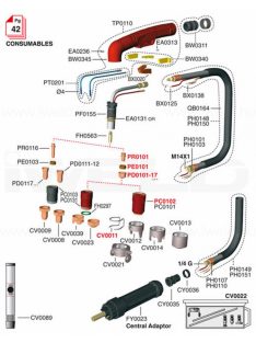 Iweld Plazmavágó A141 pisztoly 6m plazmavágás C119PA1504 hegesztéstechnika