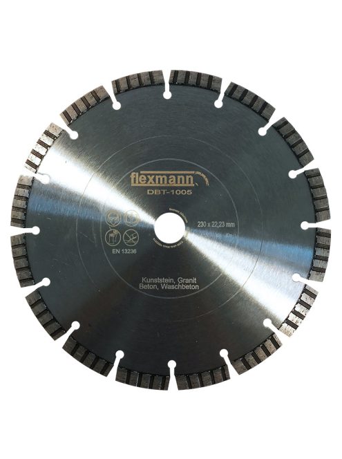 Flexmann For Cut gyémánttárcsa DBT 230x2,6x10x16x22,2mm turbo szegmentált, öregbeton, vasbeton