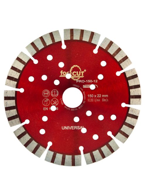 Flexmann For Cut gyémánttárcsa PRO 150x3,0x12x10x22,2mm turbo szegmentált, piros, univerzális