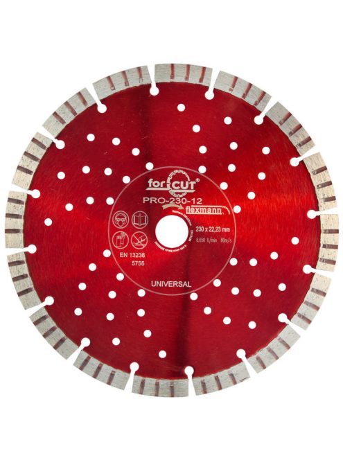 Flexmann For Cut gyémánttárcsa PRO 230x3,0x12x16x22,2mm turbo szegmentált, piros, univerzális