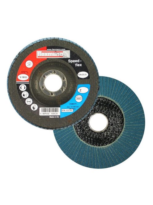 Flexmann Speed-flex lamellás csiszolókorong 125x22,2mm, Z80, kúpos, fém-inox